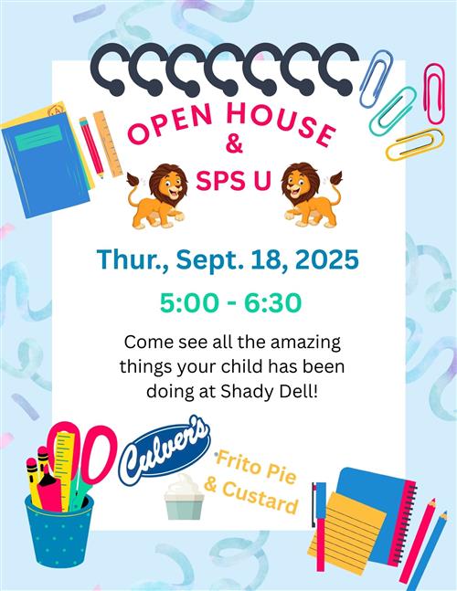 Open House September 18th 5:00-6:30